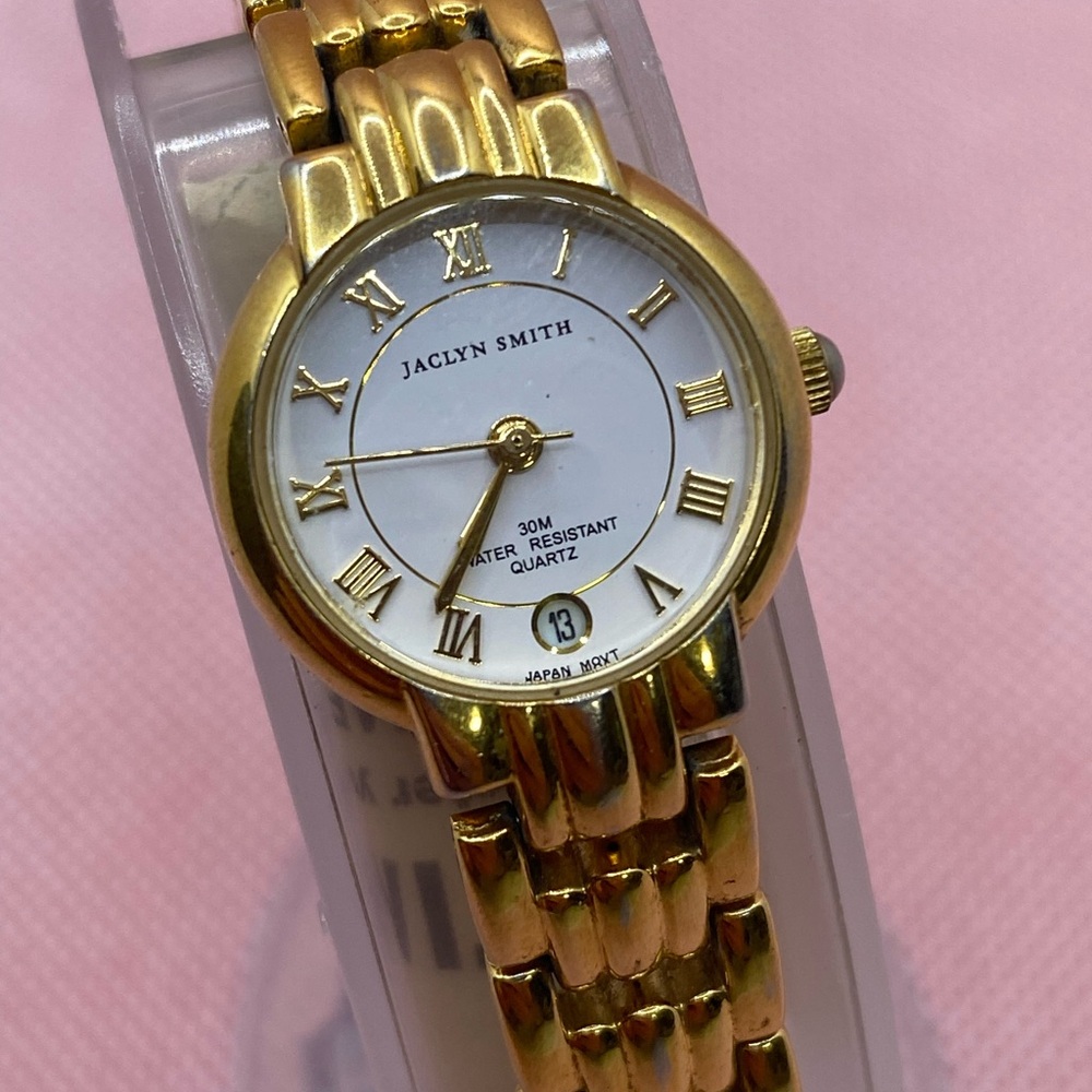 Jaclyn Smith Gold-Tone Watch with White Dial
